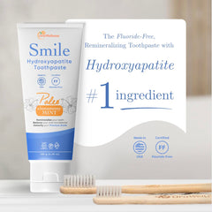 Hydroxyapatite toothpaste detail highlighting non-nano formula
