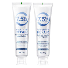 Hydroxyapatite toothpaste tube with mint label for enamel protection
