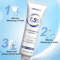 Packaging highlighting enamel protection and fluoride-free formula.
