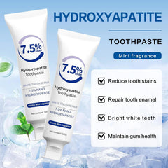 Texture close-up of hydroxyapatite toothpaste
