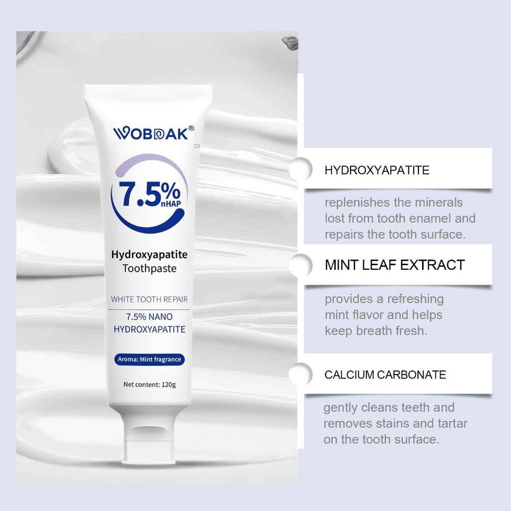 Two-pack of hydroxyapatite toothpaste tubes, side view