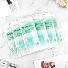 Shower gel, shower cap and soap in a travel hygiene kit