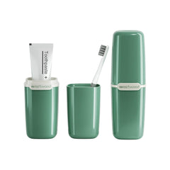 HyJeryty green travel toothbrush case front view