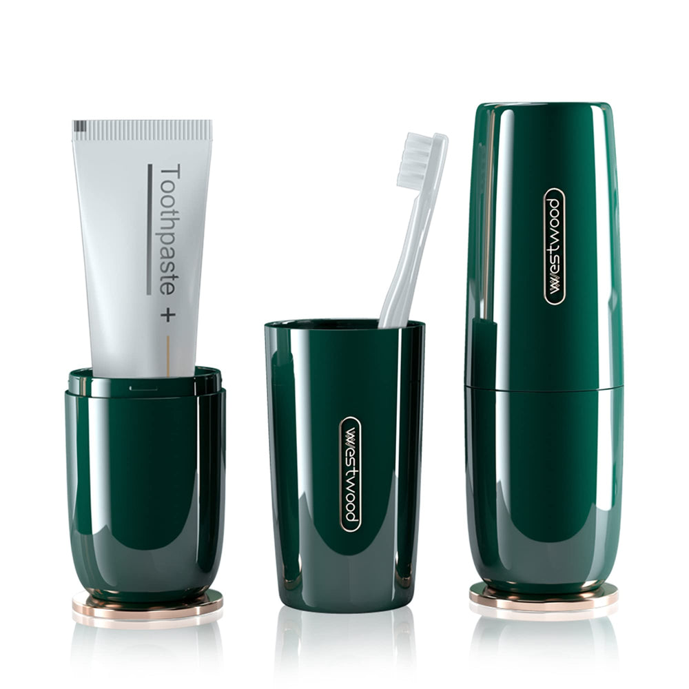 HyJeryty luxury green travel toothbrush case – front view