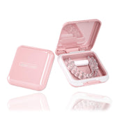 Luxurious pink retainer case with built-in mirror