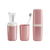 HyJeryty pink travel toothbrush holder case – front view with lid
