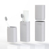 HyJeryty ventilated compact grey toothbrush travel case - closed with lid