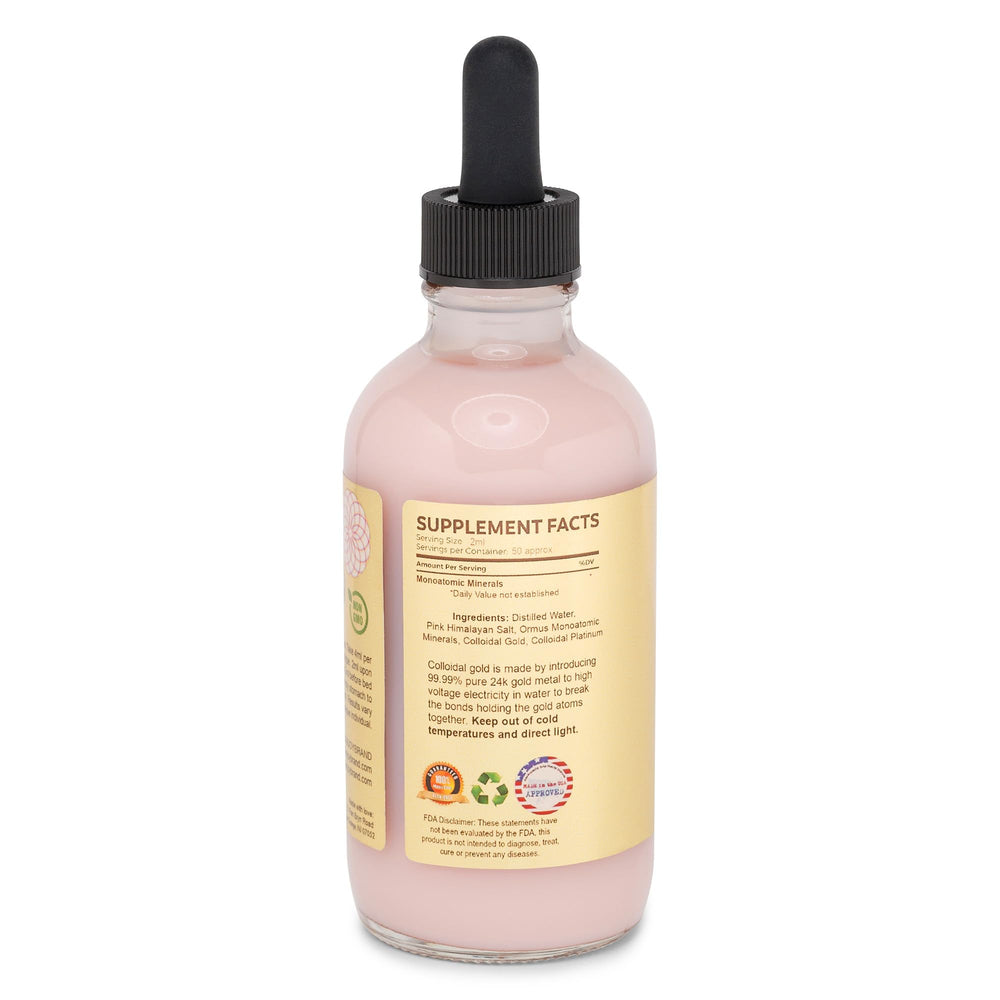 Close-up of 24k food-grade colloidal gold used in Ormus formula