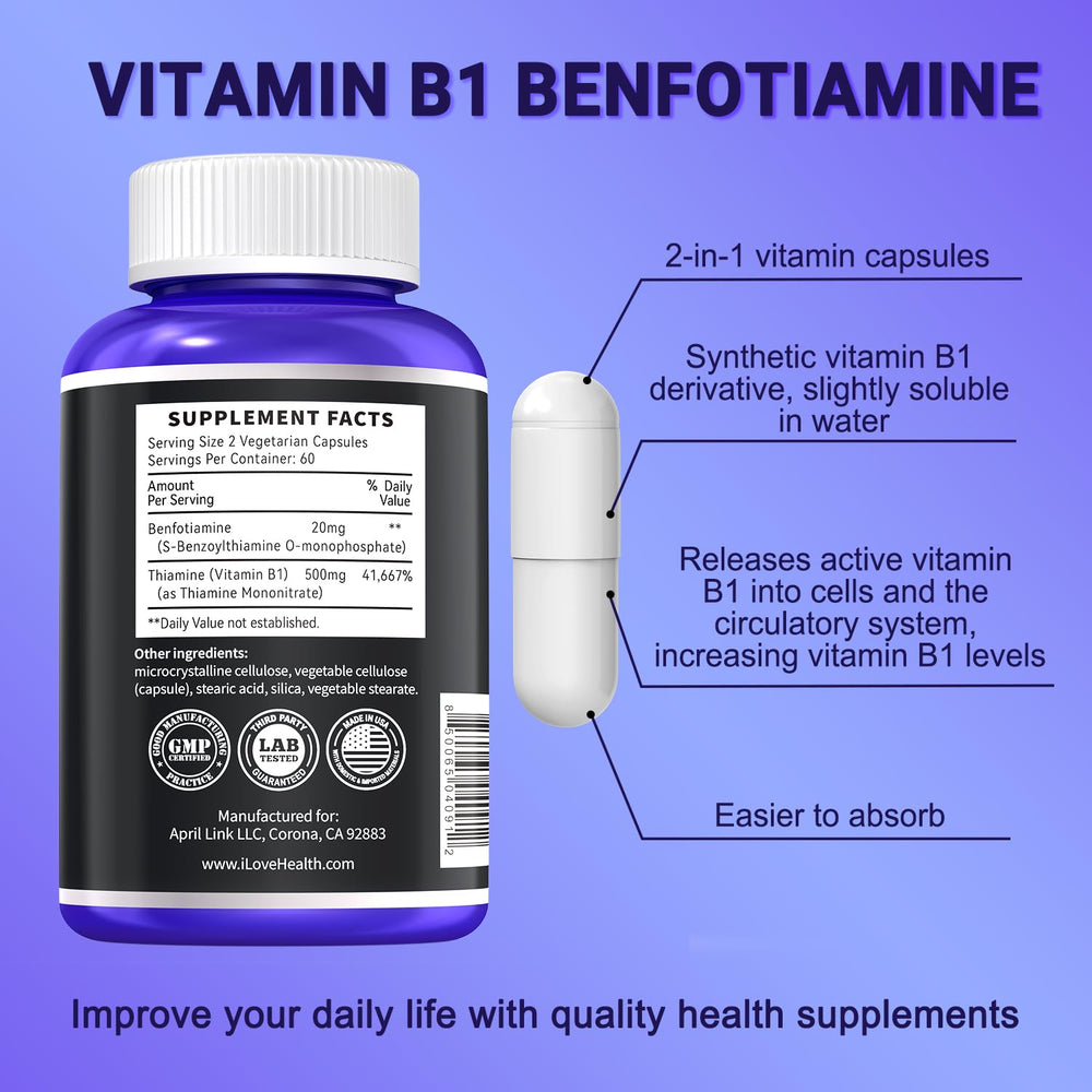 Dual-form B1 and benfotiamine capsules 2-in-1 formula
