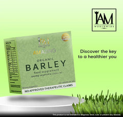 Front packaging of IAM Worldwide Organic Barley Capsule