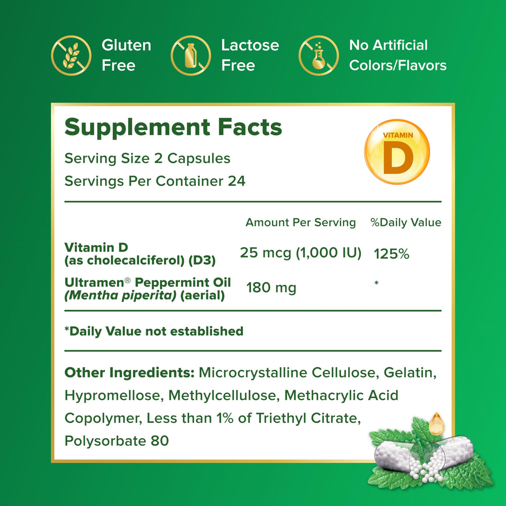 Adult taking IBgard with Vitamin D capsules