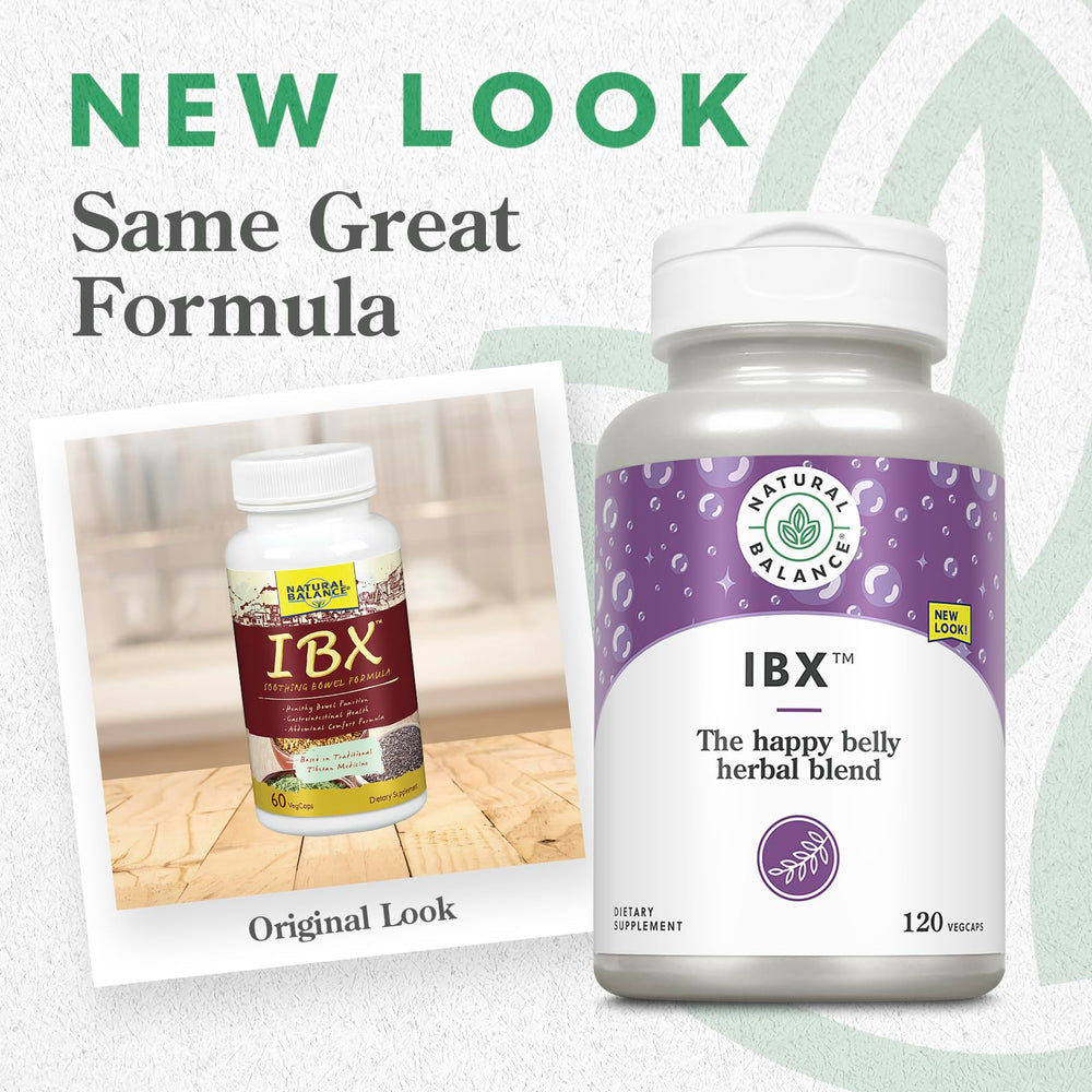 IBX Soothing Bowel Formula bottle label showing herbal blend ingredients