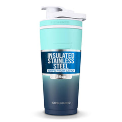 Ice Shaker 26oz Navy Mint twist-on agitator for smooth, lump-free shakes.