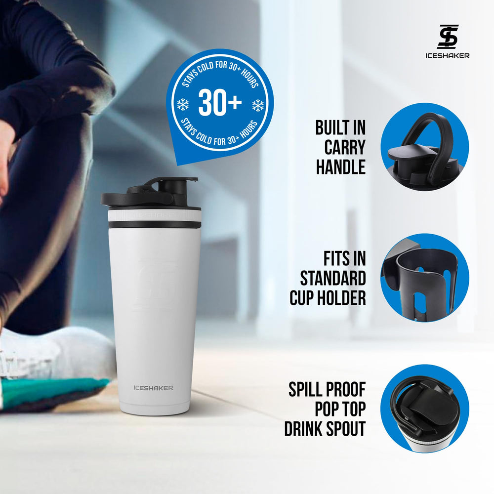 Ice Shaker cup-holder-friendly design for easy transport.