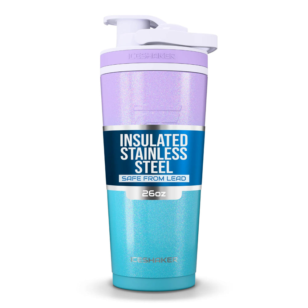 Ice Shaker Mermaid 26oz bottle showing long-lasting cold for workouts