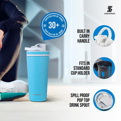 Ice Shaker twist-on agitator closeup reveals smooth lump-free drinks and quiet blending