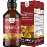 Icelandic wild-caught cod liver oil liquid bottle, 240 ml