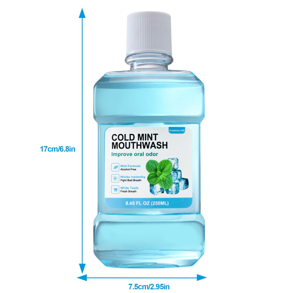 Retail display of Fresh Breath Mouthwash ICY Mint