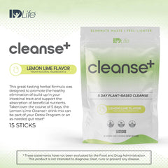 Five-day Cleanse+ program layout with five sticks per bag