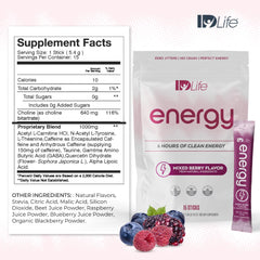 IDLife Energy powder dissolving in water for steady six hour energy.