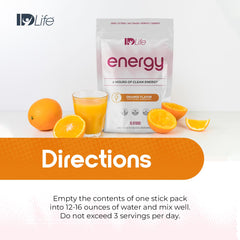 IDLife Orange Energy Drink closeup conveys convenient daily energy.