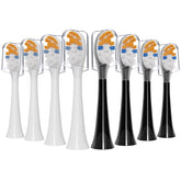 Iemegumi 8-pack replacement heads for Philips Sonicare – black and white – front view