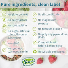 Vegan, non-GMO, sugar-free B12 formula packaging
