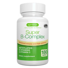 Igennus Super B-Complex bottle with label on white background