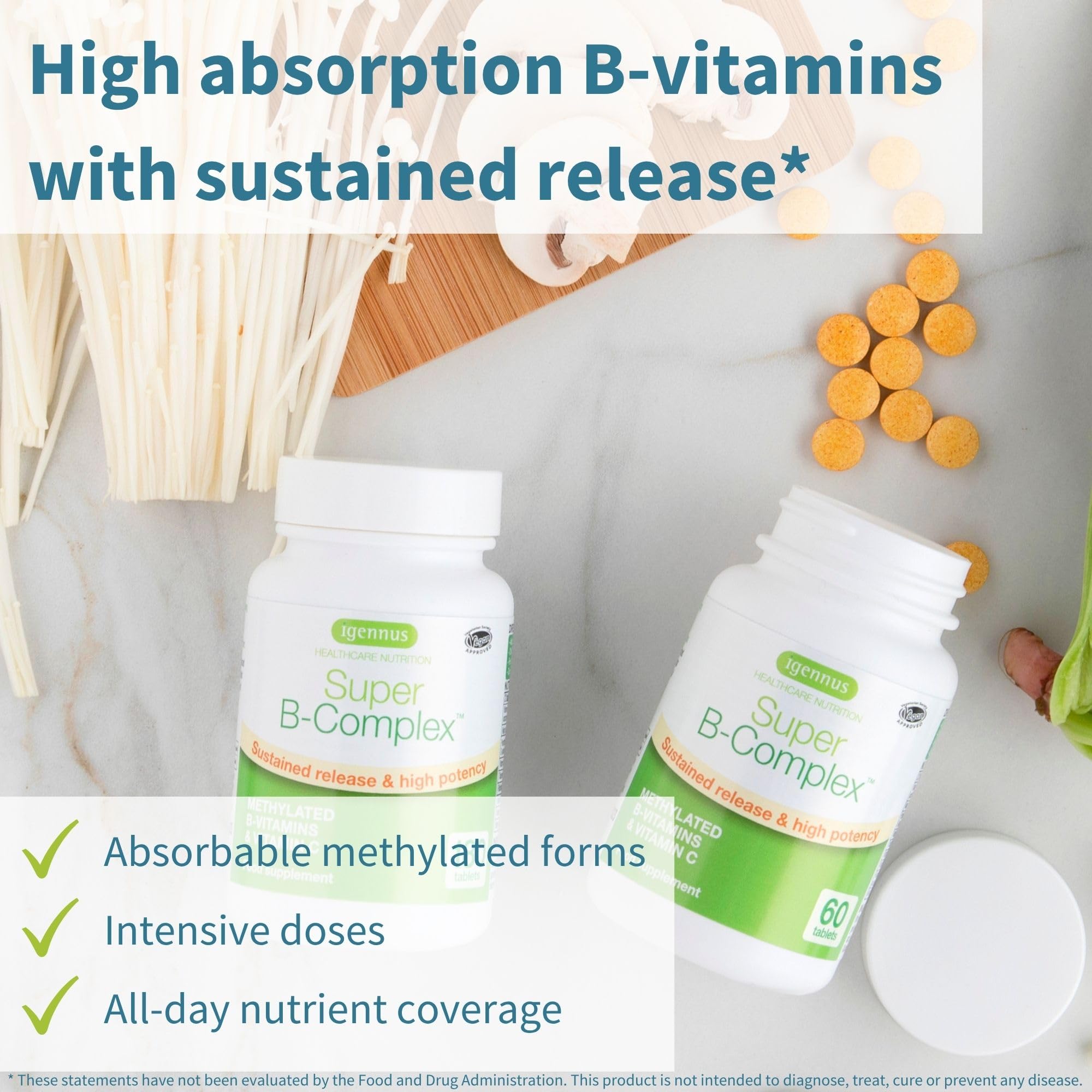 Close-up of methylfolate and B12 labels on the bottle Close-up of methylfolate and B12 labels on the bottle