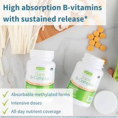 Close-up of methylated B vitamins tablets
