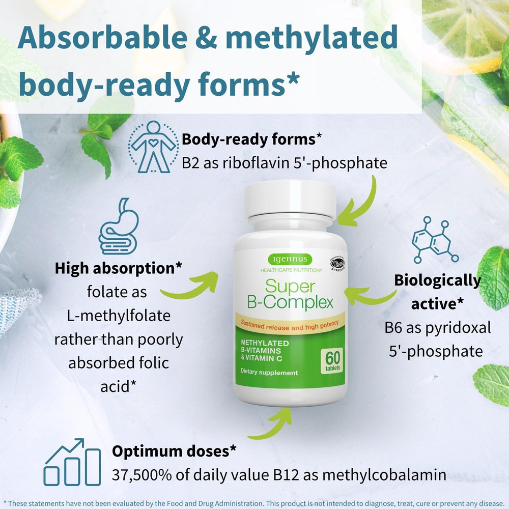 Igennus Super B-Complex methylfolate and methylcobalamin for immediate use.