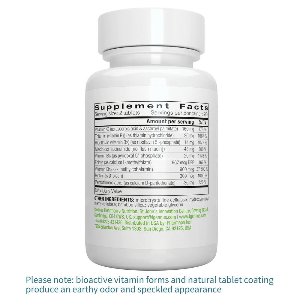 Igennus Super B-Complex tablets in hand, easy to swallow.