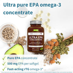 Close-up of EPA 500mg label on Igennus Omega-3 bottle