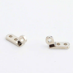 Disassembled hinge showing screw holes