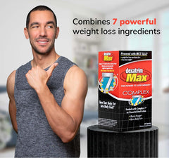 Lifestyle image suggesting use of 60 capsules in Dexatrim Max Complex-7