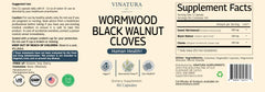 Illustration of wormwood, black walnut, and clove ingredients