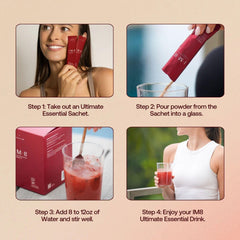 IM8 Daily Ultimate Essentials daily setup with ingredients visible and glass ready.