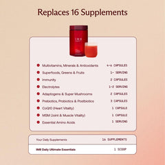 Nutrition facts panel close-up for IM8 Daily Ultimate Essentials