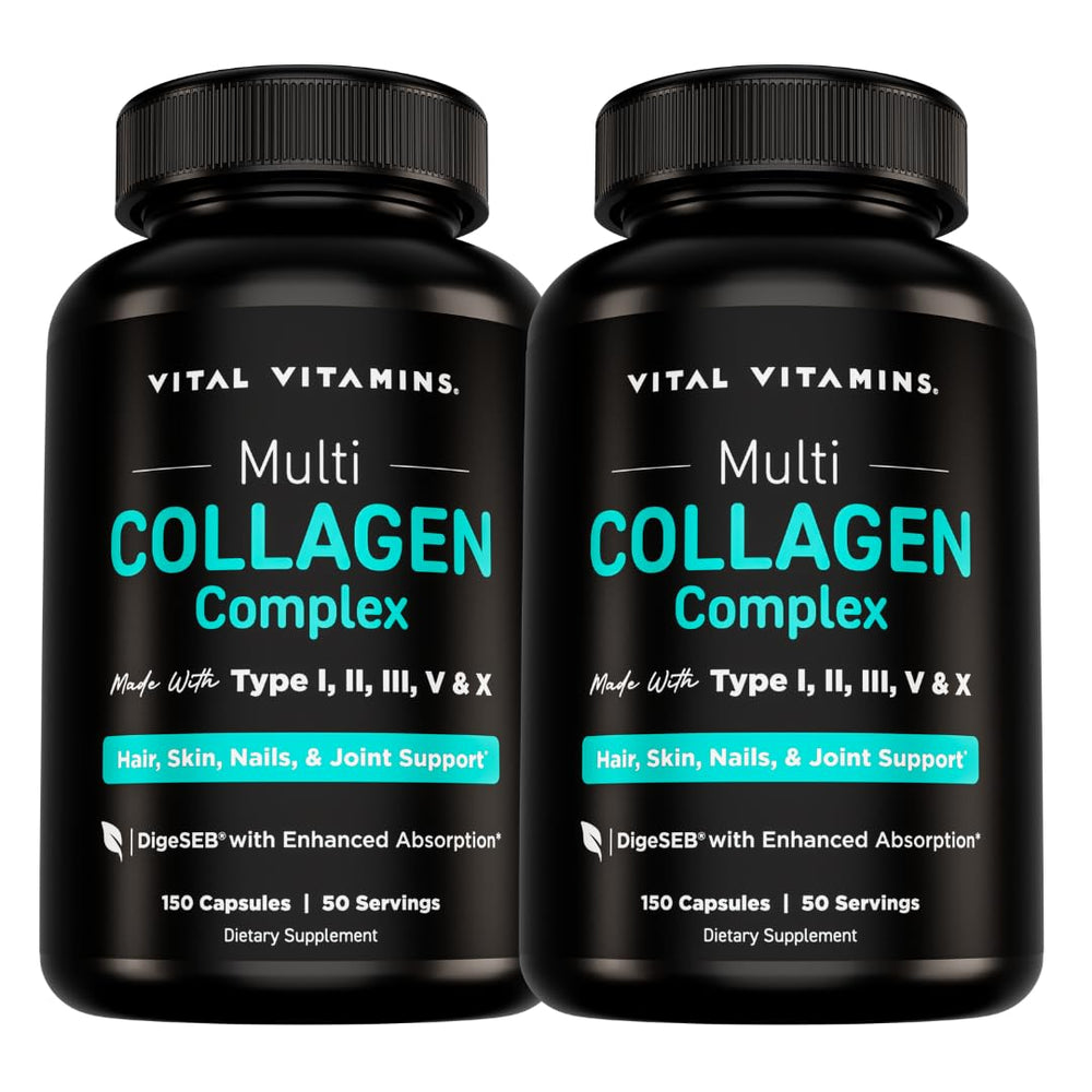 Vital Vitamins multi collagen pills bottle front view for daily vitality.
