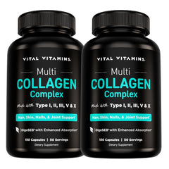 Vital Vitamins multi collagen pills bottle front view for daily vitality.