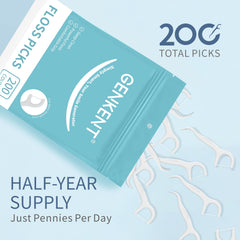 GENKENT White Floss Picks – 200 Count | Threader-Style Dental Picks