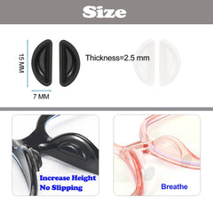 Omnful 2.5mm Adhesive Nose Pads – Anti-Slip Soft Silicone Cushions (5 Pairs, Black)