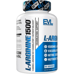 Evlution Nutrition Nitric Oxide Booster – 1500mg L-Arginine HCL for Pumps, Energy & Vascularity