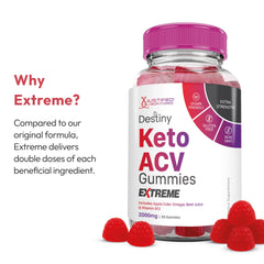 Justified Laboratories Destiny Keto ACV Gummies Extreme 2 Pack – Vegan Non-GMO Apple Cider Vinegar with Beet & Pomegranate