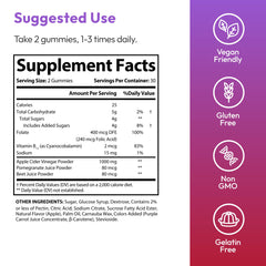 Justified Laboratories Premier Keto ACV Gummies – 5 Pack Vegan & Non-GMO Apple Cider Vinegar with Beet & Pomegranate (300 Gummies)