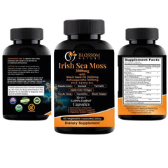 Blossom Nature 10-in-1 Irish Sea Moss Veggie Caps – 3000mg with 2000mg Black Seed Oil | Made in USA