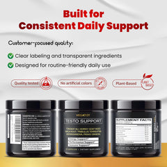VEGATOT 8-In-1 Testo Support – Tongkat Ali, Ginseng, Maca & Ashwagandha