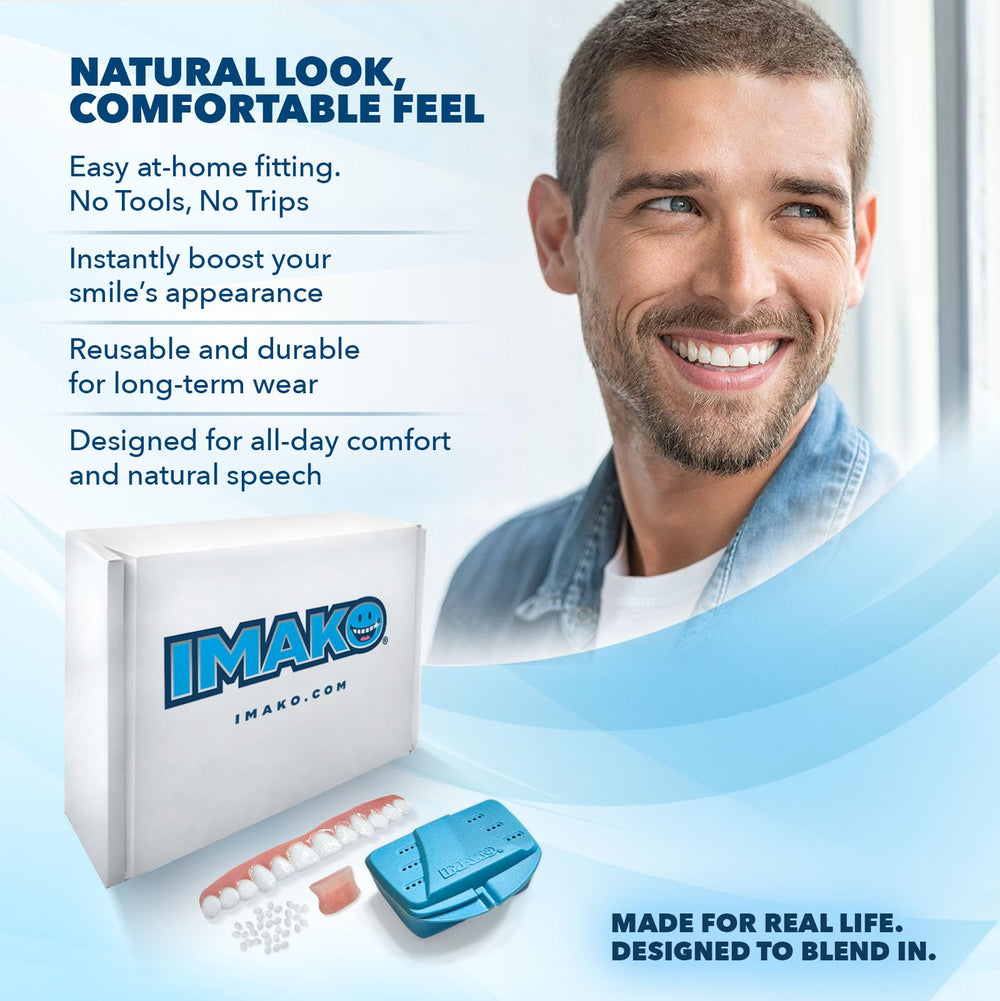 Thin, flexible cosmetic upper tooth covers on front teeth