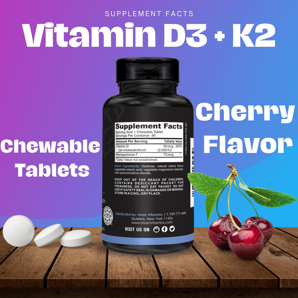Nutrition facts panel displaying D3 2000 IU and MK-7 75 mcg