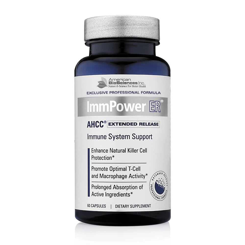 ImmPower ER AHCC extended release bottle and capsules